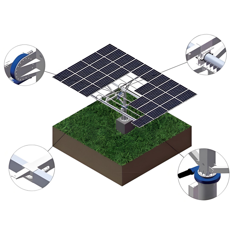 Solar Panel Mounting Brackets Multi Panel Arrays Support System Featuring C Steel Beam for Increased Strength and Rust Resistance